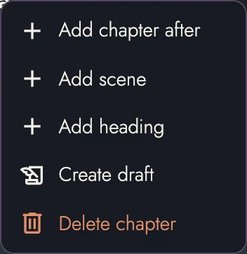 Outline actions create a scoped Draft without copying the Project.