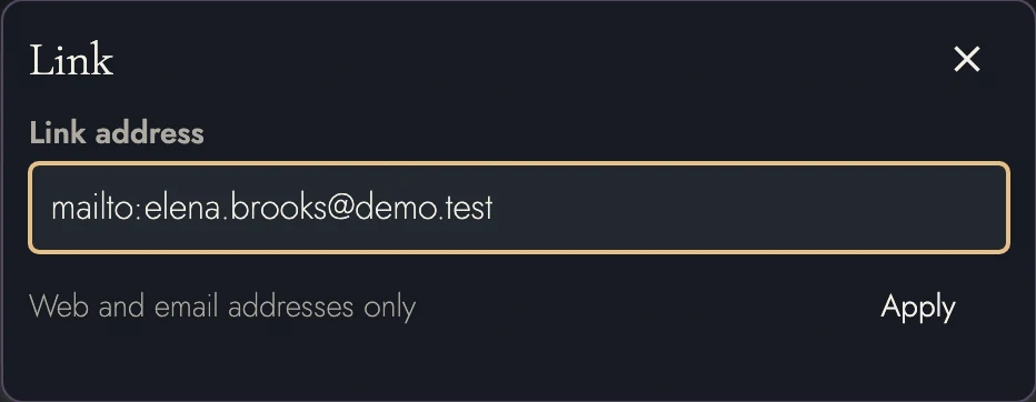 Insert or edit a link without changing its displayed text.