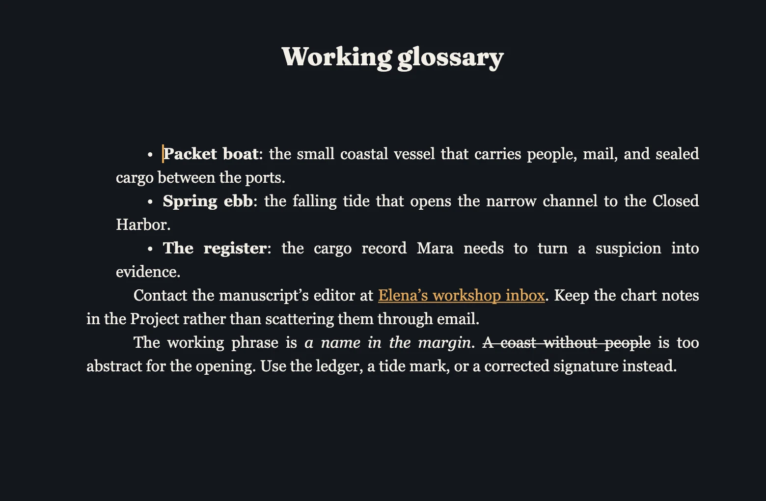 Bulleted glossary paragraphs.