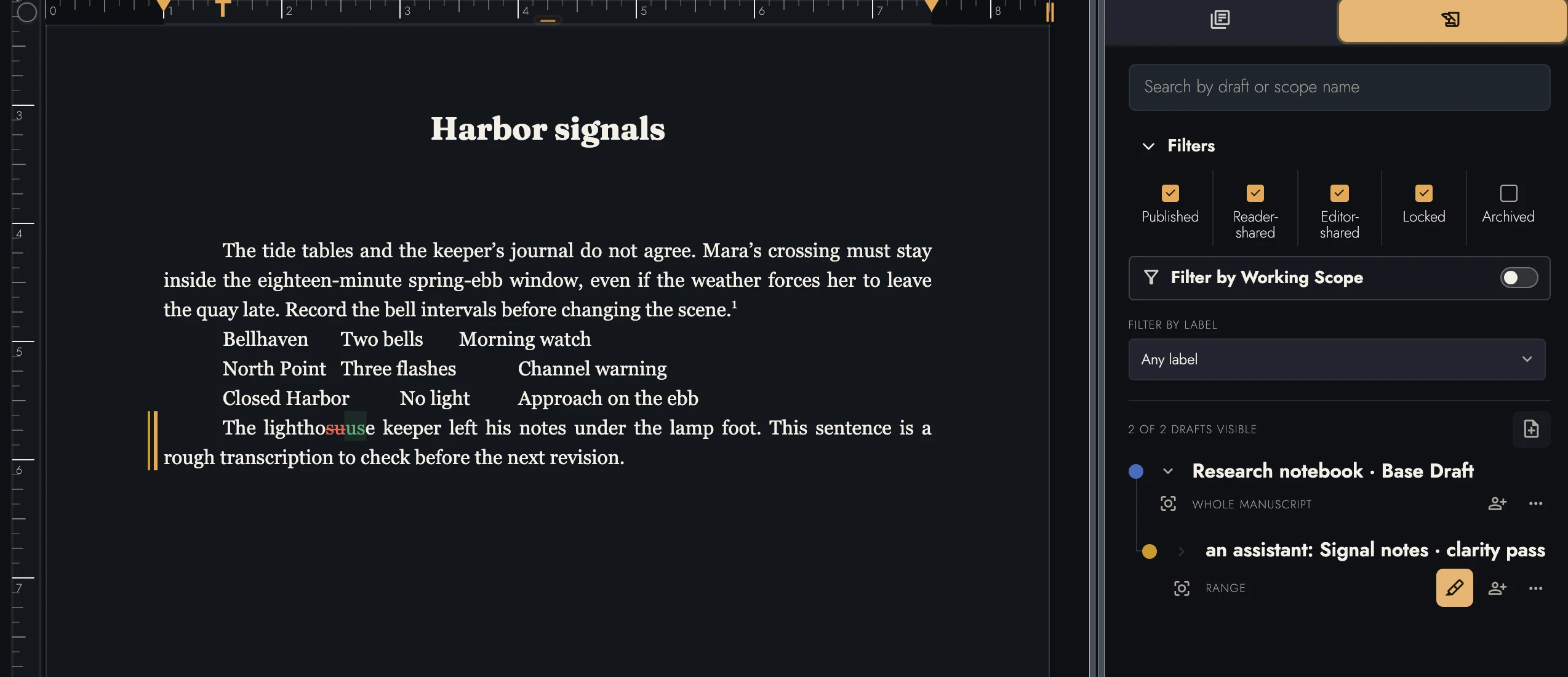 Colored Draft rails and revised wording beside the compact Draft inventory.