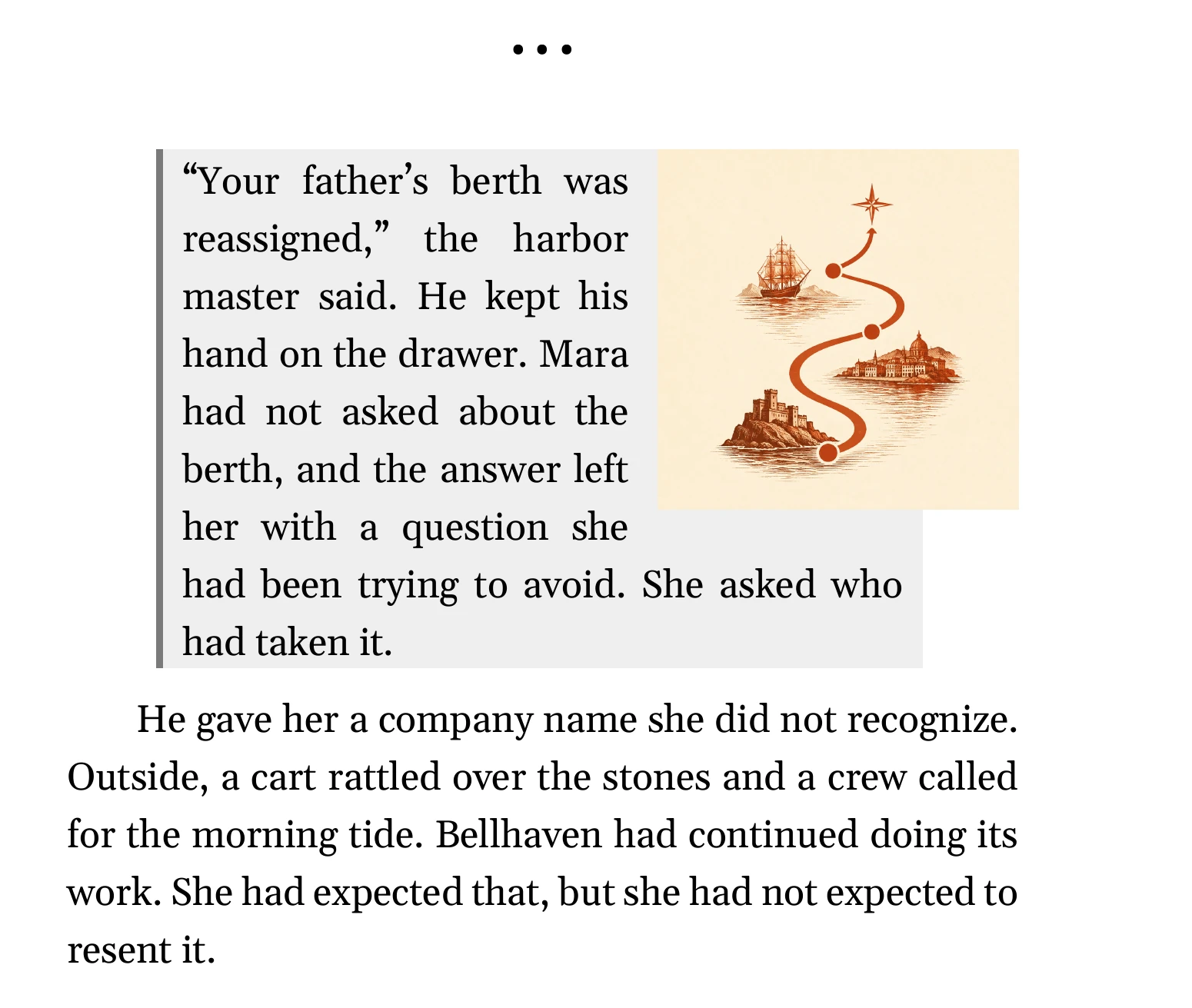 Exported PDF passage with a picture wrapped at the text edge beside a block quotation.