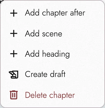 Outline actions create a scoped Draft without copying the Project.