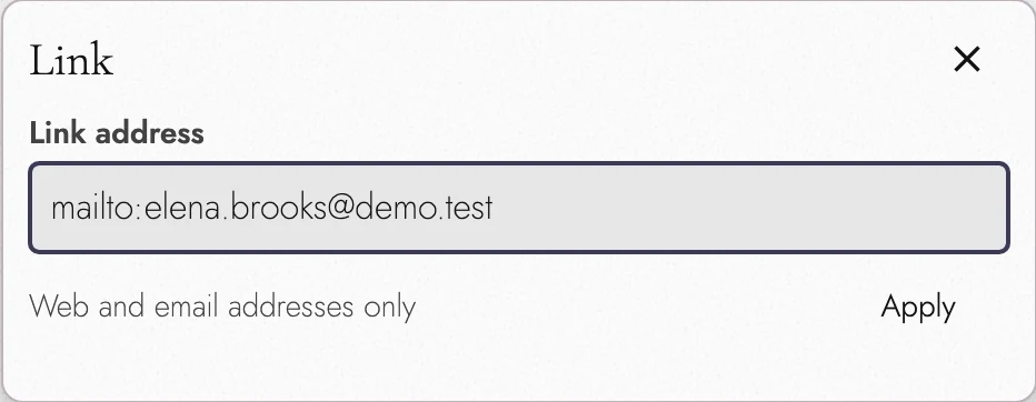 Insert or edit a link without changing its displayed text.