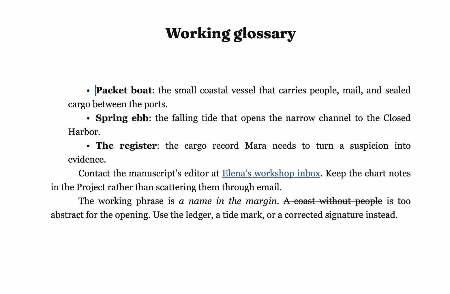 Bulleted glossary paragraphs.