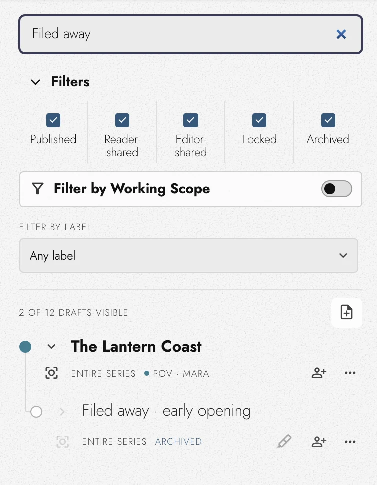 Archived Drafts keep their scope, label, and wording.